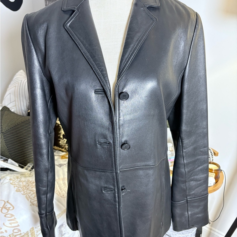 Kenneth Cole Reaction Black Leather Jacket